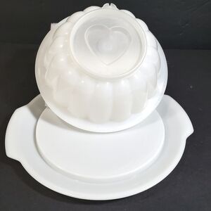 Vintage Tupperware Jel-n-Serve 817-5 Jello Heart 631-9 Mold 616-5 3pc Set EUC